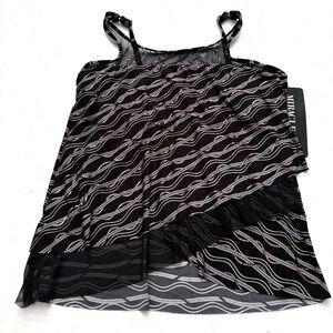 Miraclesuit New Black White Gold Linked in Mirage Tankini Swim Bikini Top 12